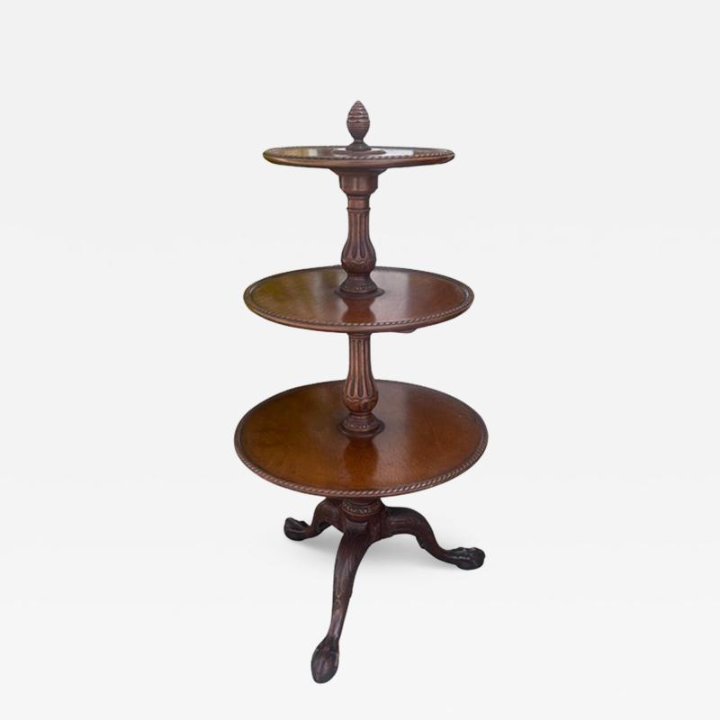 Antique Georgian Mahogany Three Tier Silent Butler Dumb Waiter Egg Claw