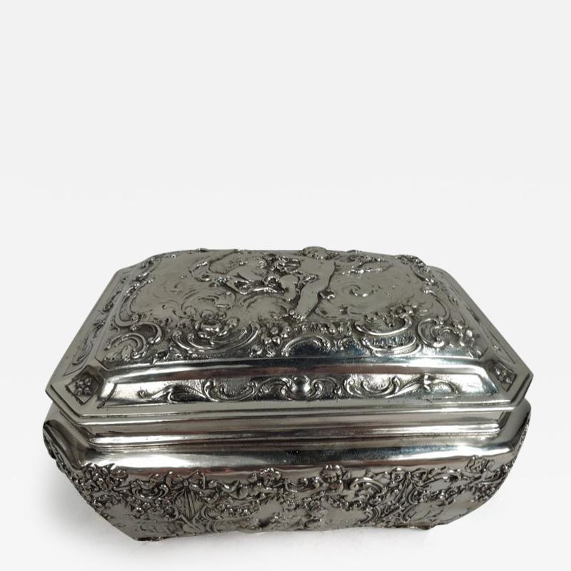 Antique German Rococo Silver Keepsake Casket Box