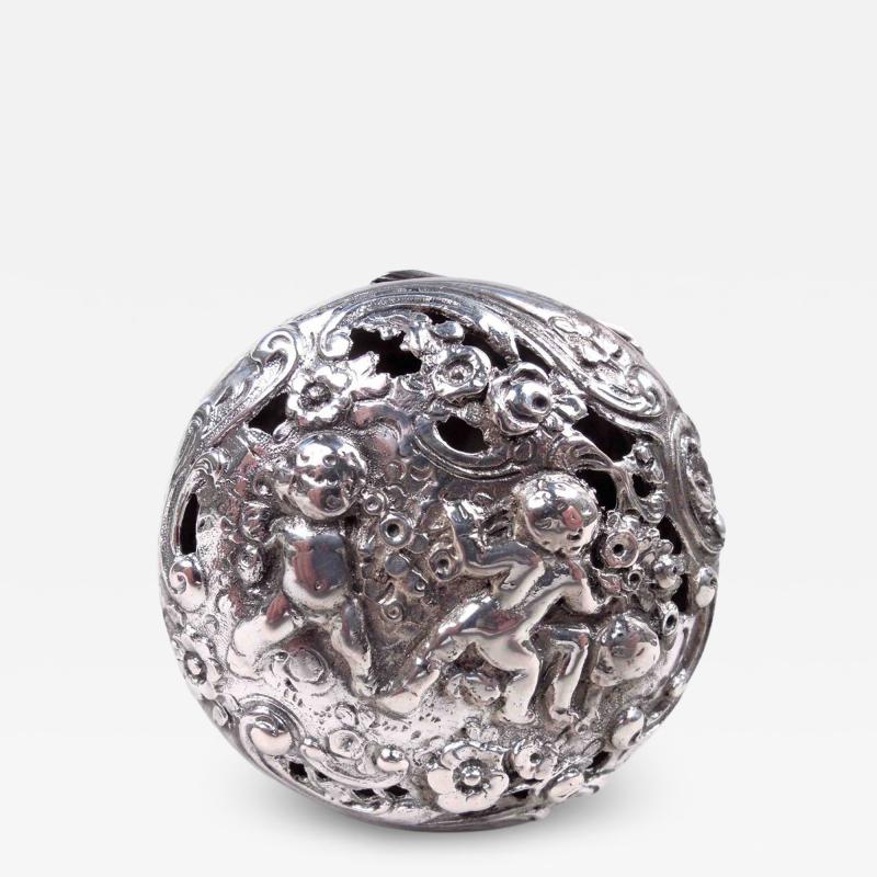Antique German Rococo Small Silver Box