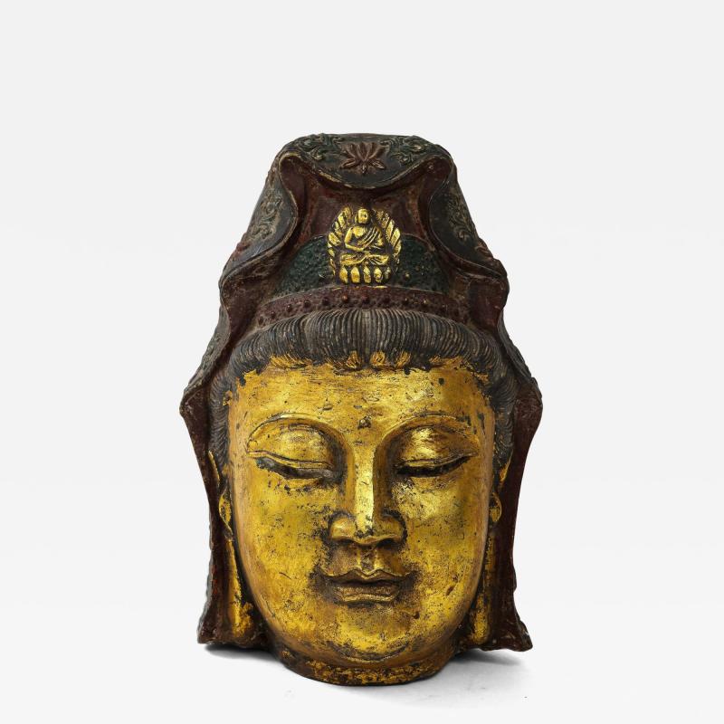 Antique Gilt Iron Quan Yin Head