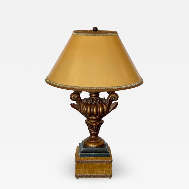 Antique Giltwood Italian Urn Form Table Lamp Custom Shade