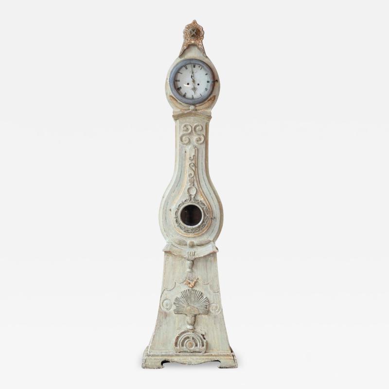 Antique Gustavian Longcase Clock Hand Carved Pine Sweden 1820