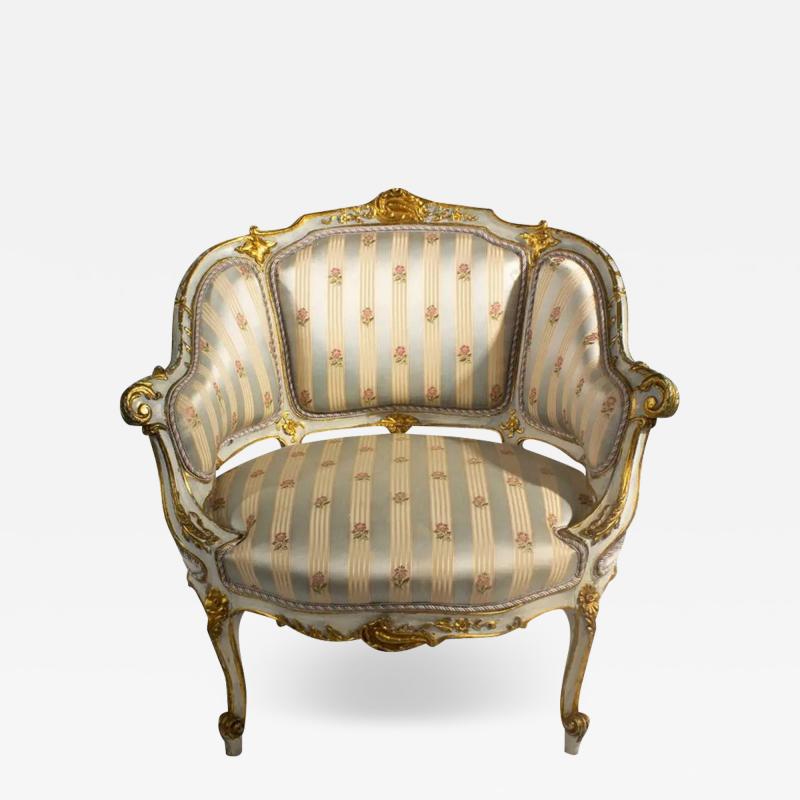 Antique Gustavian Louis Xv Style Bergere Chair or Petit Settee