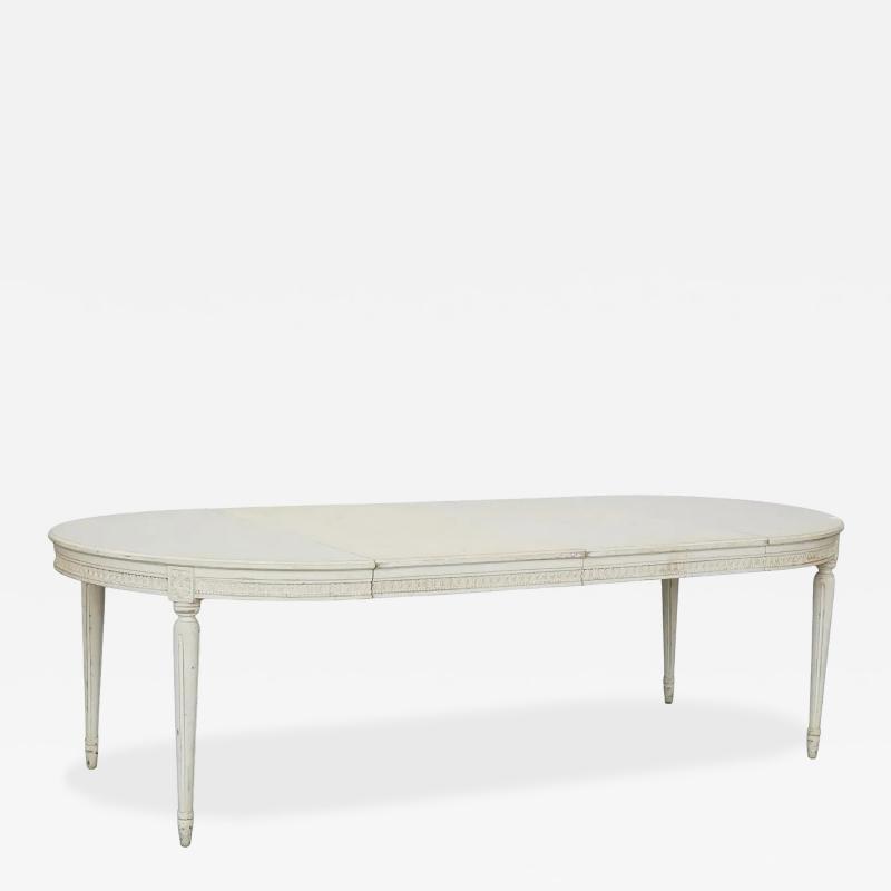 Antique Gustavian Style Paint Decorated Extension Dining Table