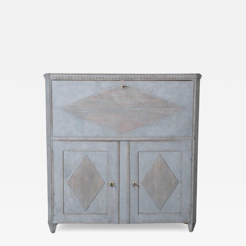 Antique Gustavian Style Painted Bureau in Blue circa 1840 1850