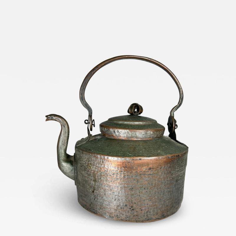 Antique Hammered Copper Tea Kettle with Flair
