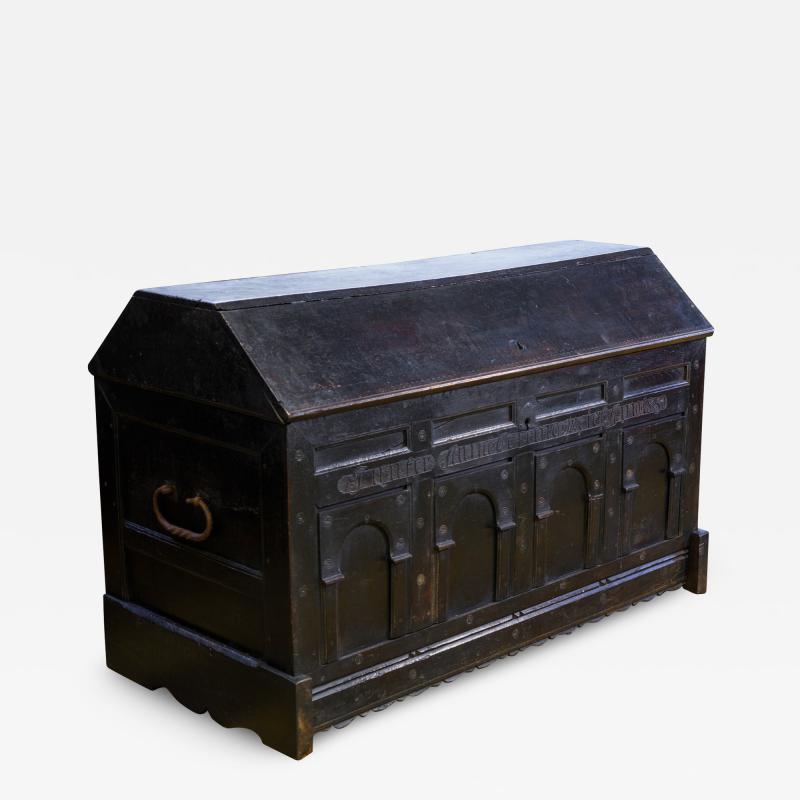 Antique Hand Carved English Trunk in the Mannerist Style