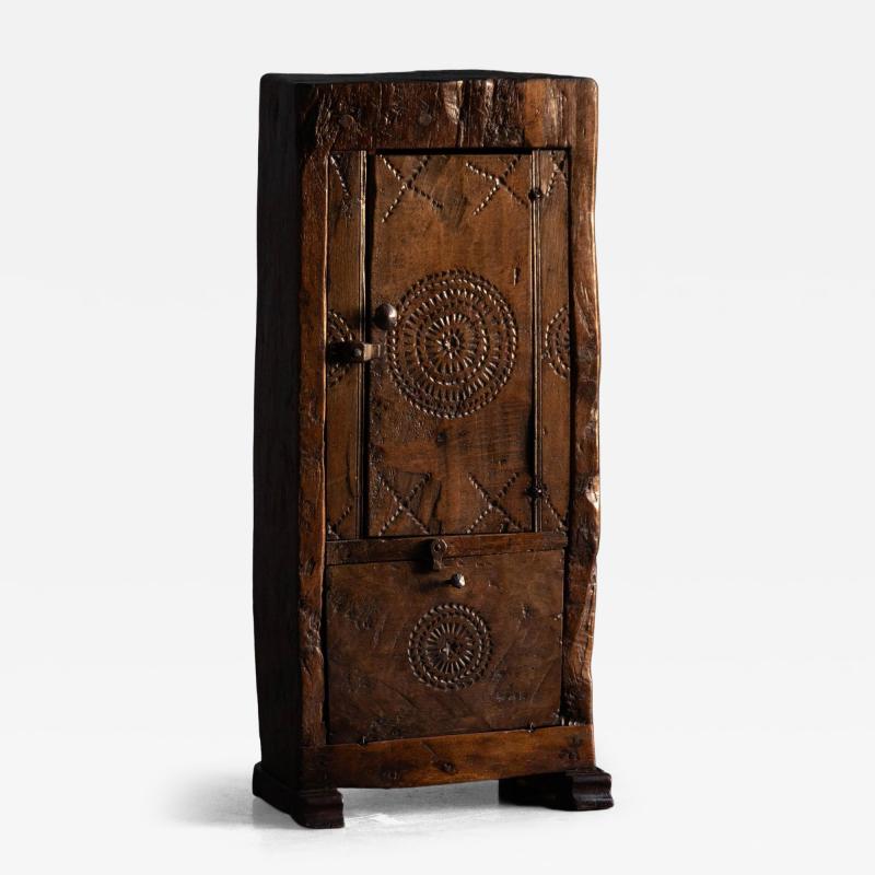 Antique Hand Carved Rustic Wood Cabinet Italy 19th Century