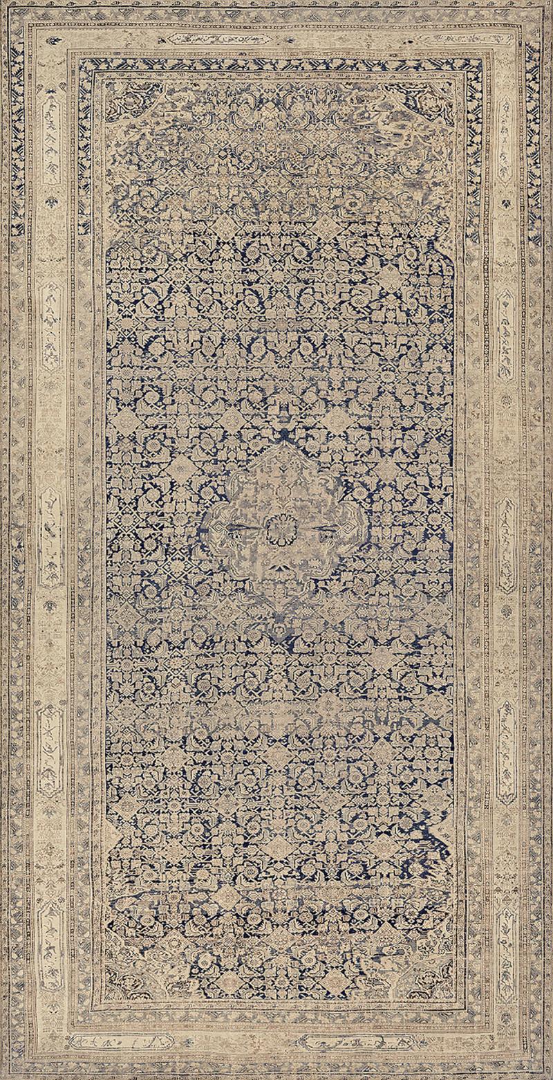 Antique Handwoven Persian Malayer Wool Rug
