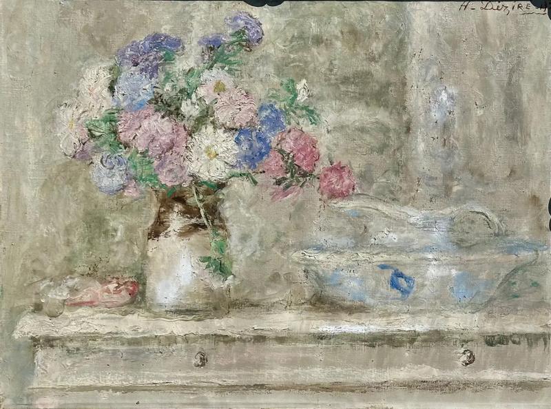 Antique Henry Dezire French Impressionist Oil Painting Still Life