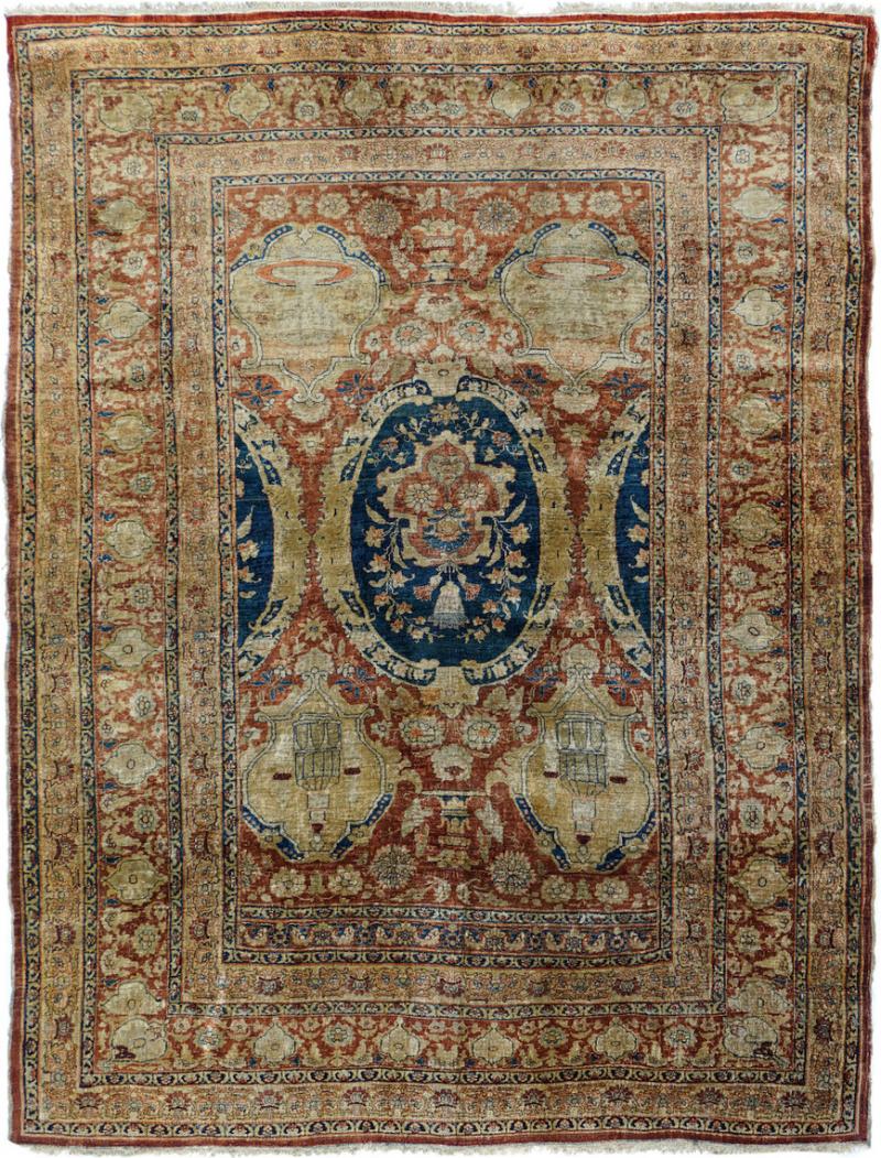 Antique Heriz Rug 4 7 x 6 1 