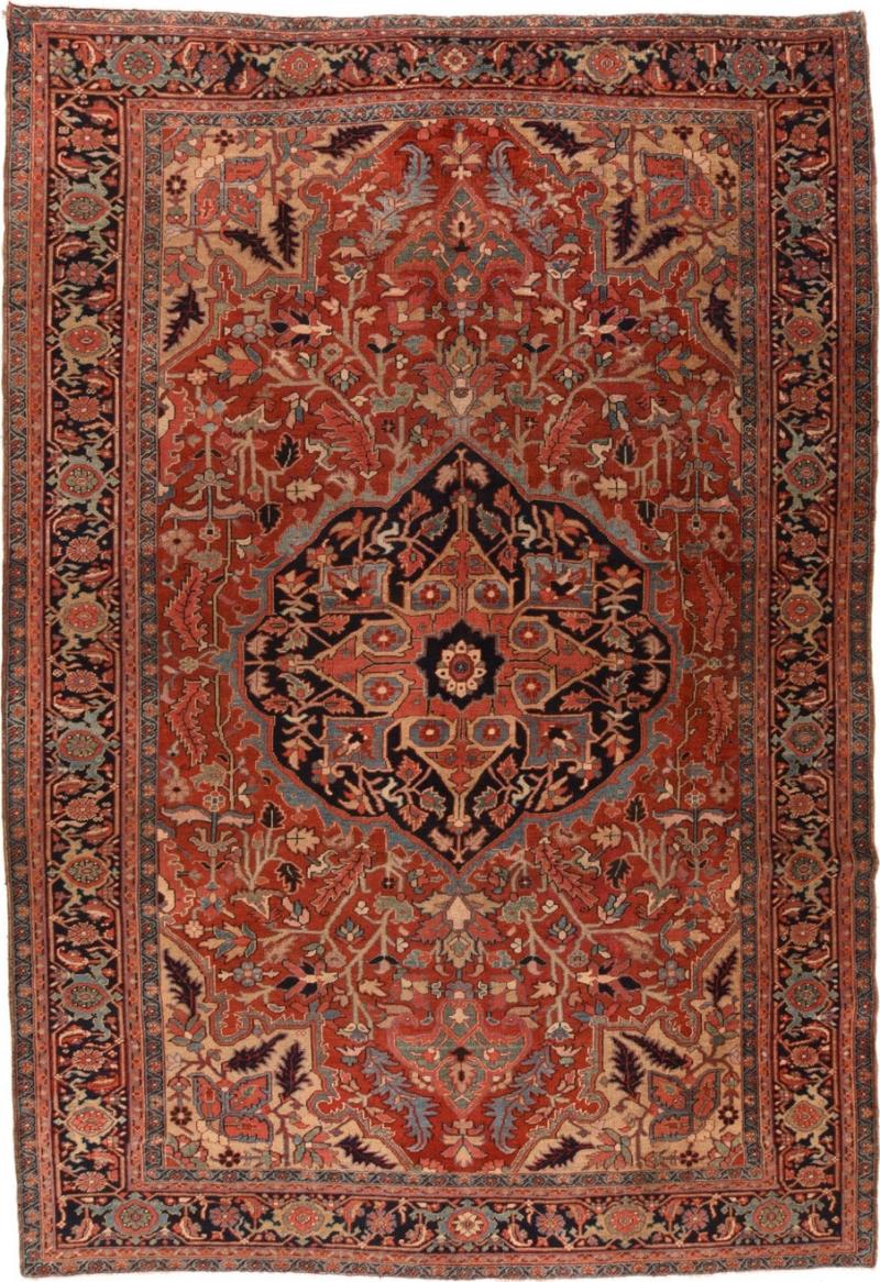 Antique Heriz Serapi Rug 89 x 126