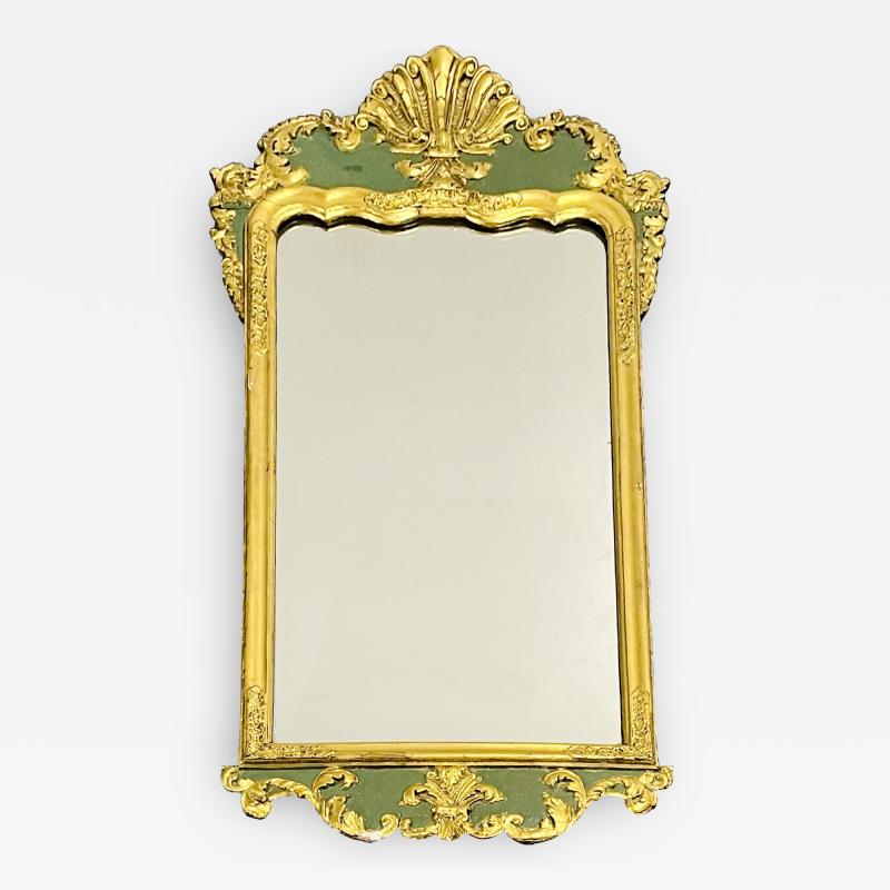 Antique Hollywood Regency Wall Console Mirror Parcel Gilt and Paint Decorated