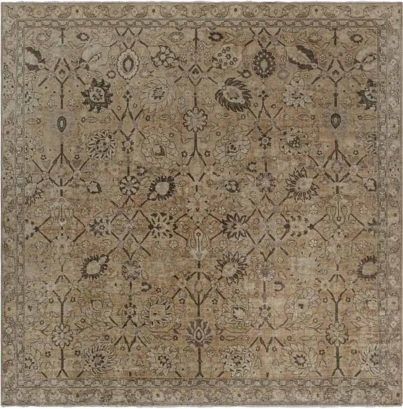 Antique Indian Amritsar Beige Brown Handmade Wool Rug