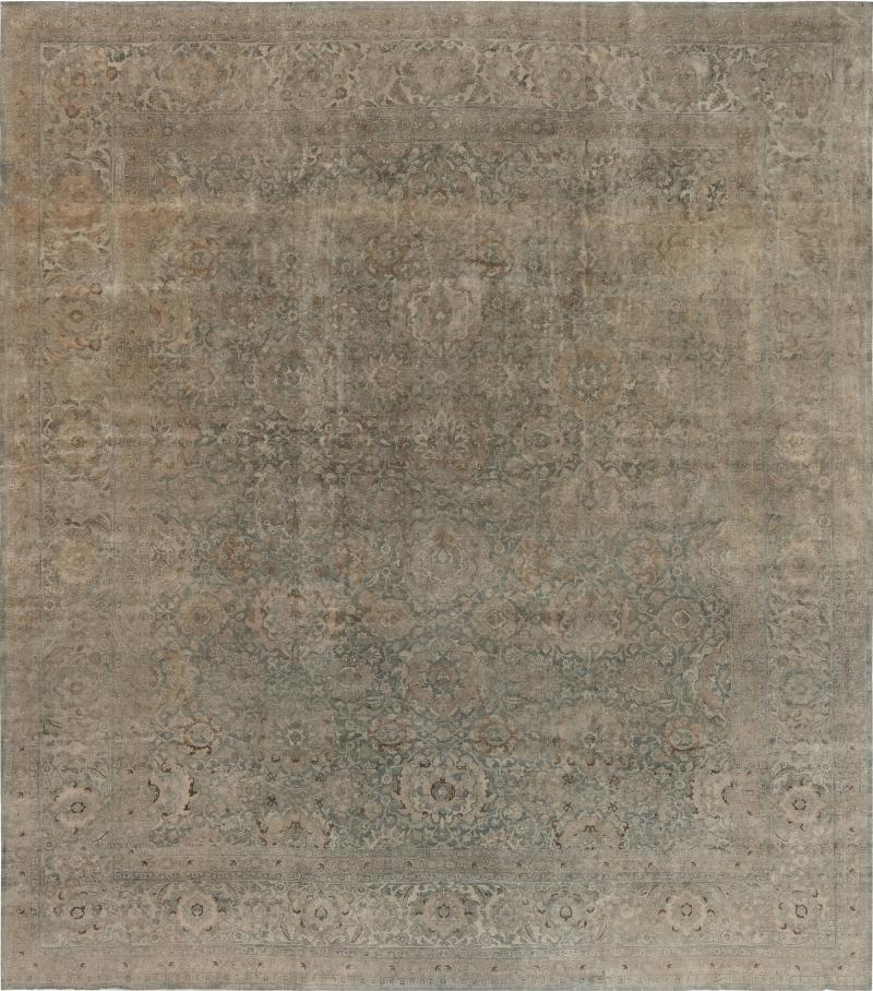 Antique Indian Botanic Handwoven Wool Rug