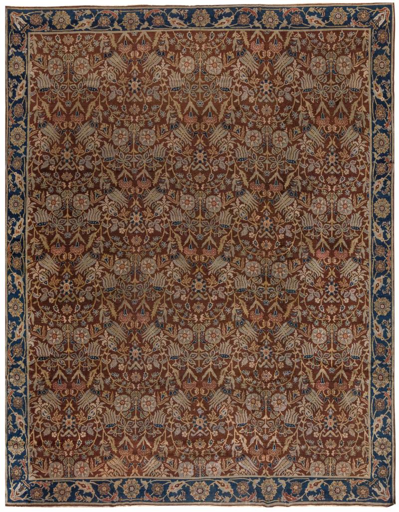 Antique Indian Brown Handmade Wool Rug