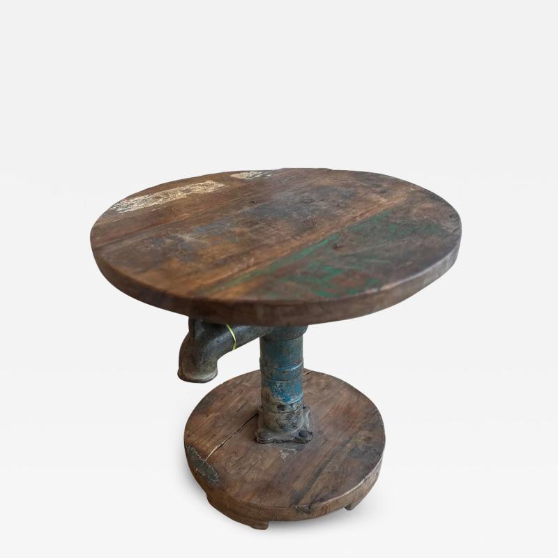 Antique Industrial Chic Iron Wood Side Table