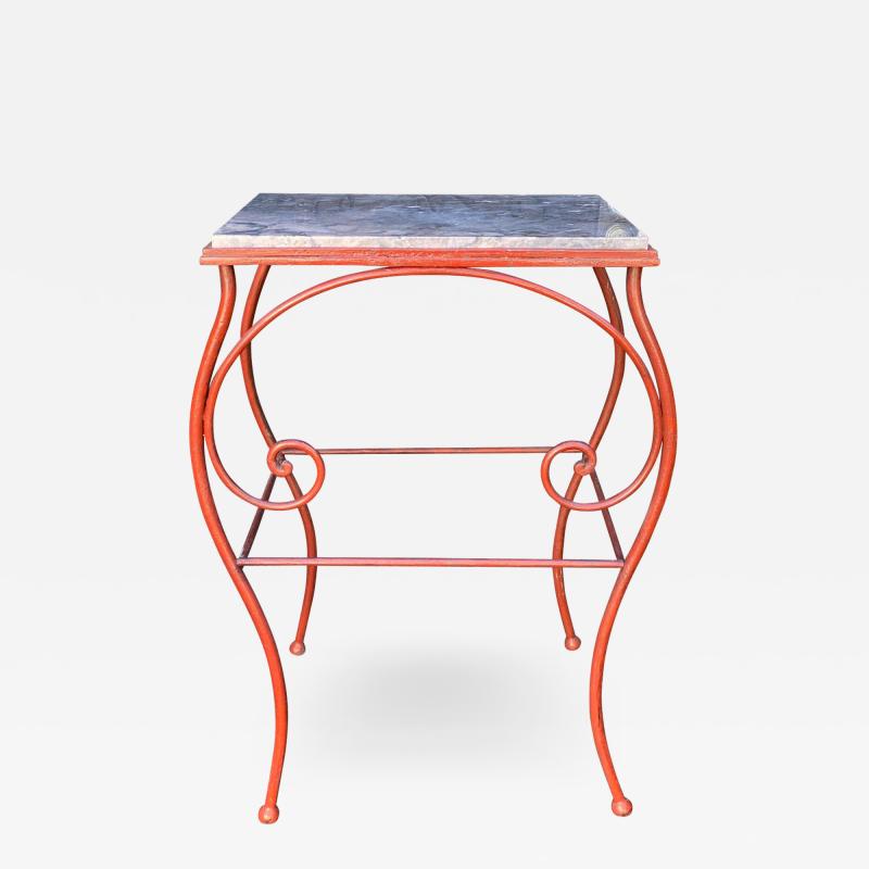 Antique Iron Marble French Bakers Table