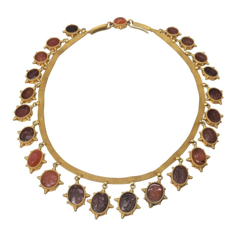 Antique Italian Carnelian Intaglio Necklace