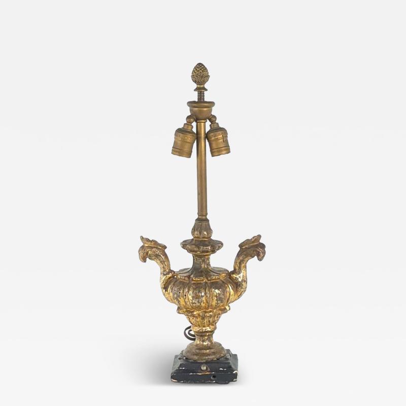 Antique Italian Giltwood Urn Now a Lamp