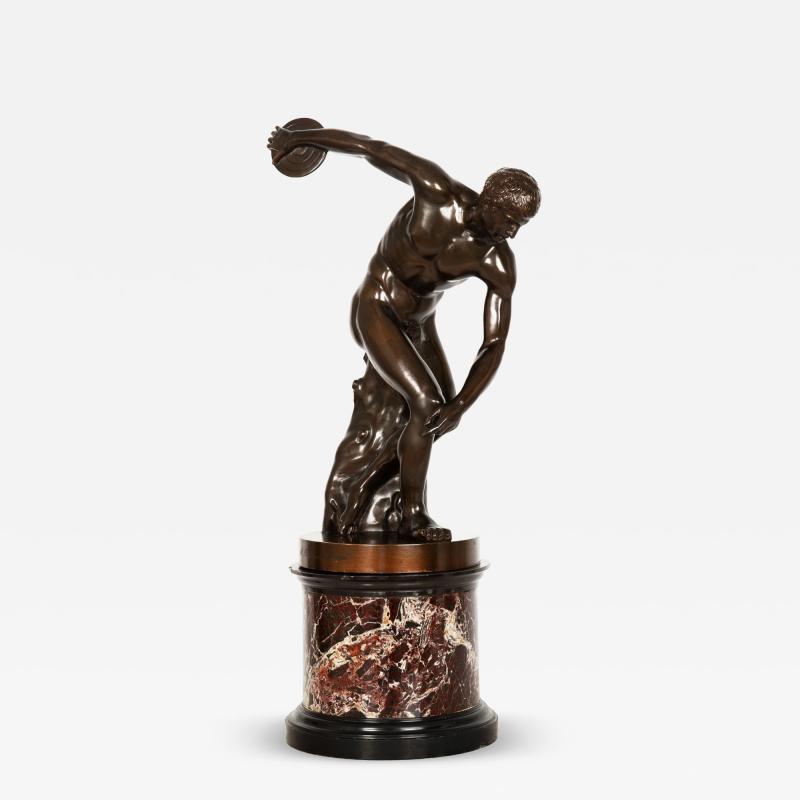 Antique Italian Grand Tour Bronze Sculpture Disc Thrower or Discobolus