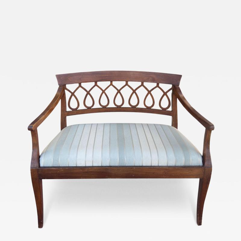 Antique Italian Neoclassical Style Spiral Back Fruitwood Settee