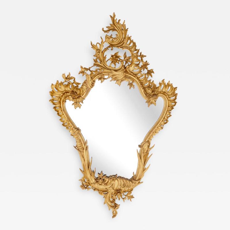 Antique Italian giltwood mirror in the Rococo style