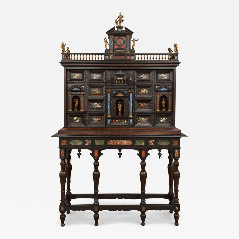 Antique Italian ormolu and hardstone mounted cabinet on stand