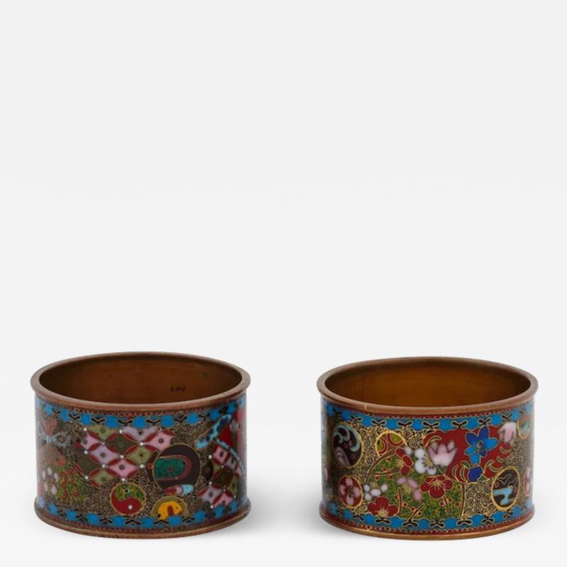 Antique Japanese Meiji Cloisonne Enamel Napkin Rings