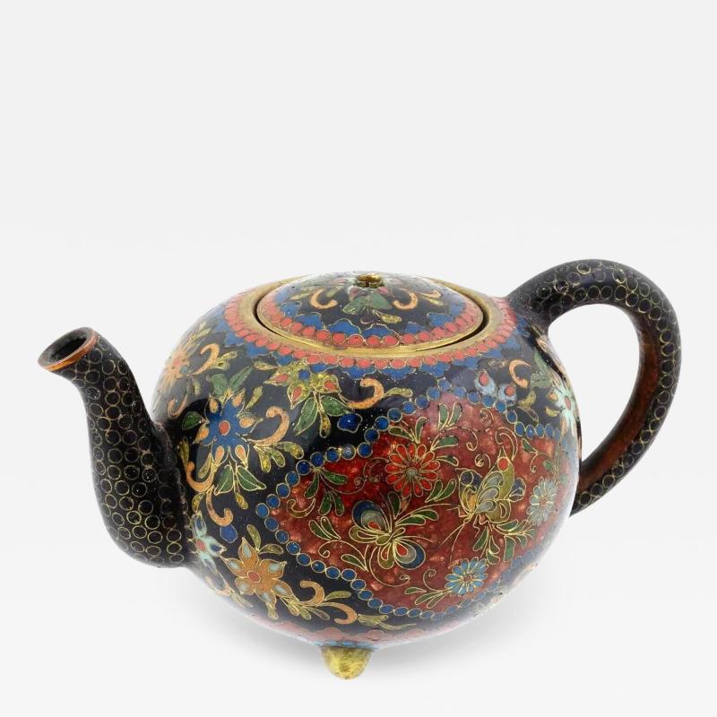 Antique Japanese Meiji Era Cloisonne Enamel Tea Pot