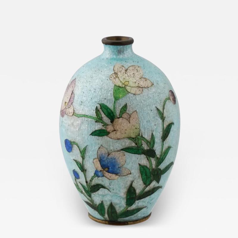 Antique Japanese Meiji Ginbari Cloisonne Enamel Vase