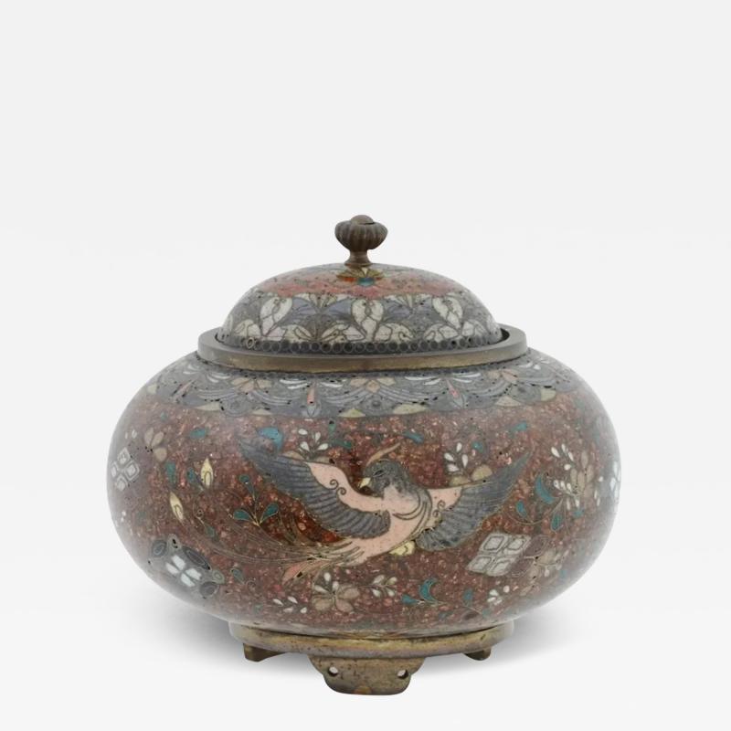 Antique Japanese Meiji Goldstone Enamel Censer Koro