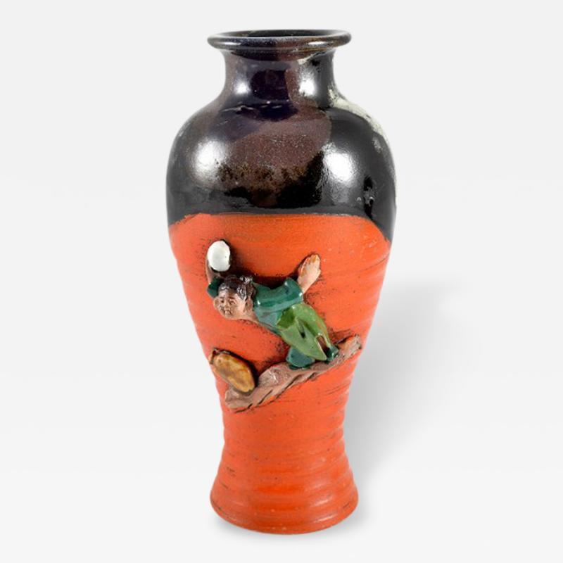 Antique Japanese Sumida Pottery Vase