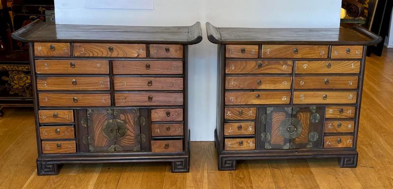 Antique Japanese Tansu Cabinets - a Pair