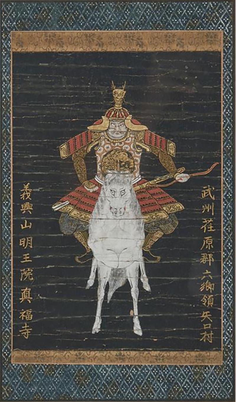 Antique Japanese Yabusame Painting of a Mounted Archer