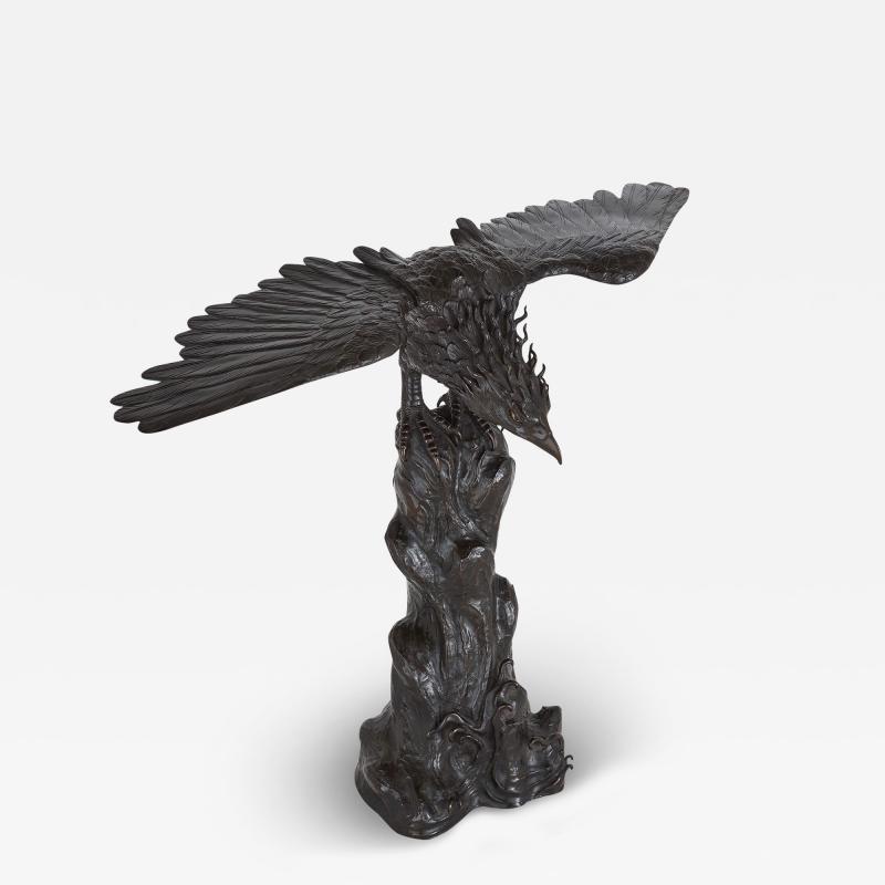 Antique Japanese patinated bronze eagle