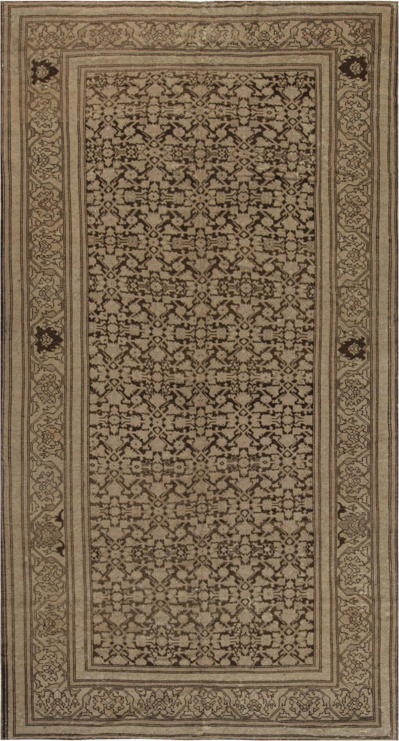 Antique Karabagh Botanic Brown Beige Handmade Wool Rug
