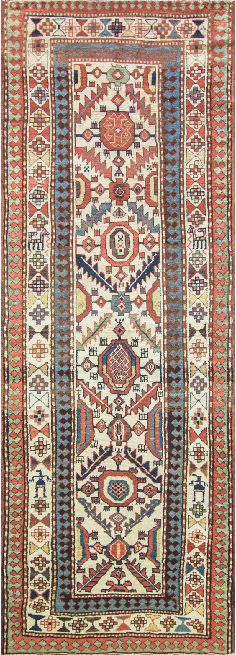 Antique Kazak Caucasian Runner 310 x 111