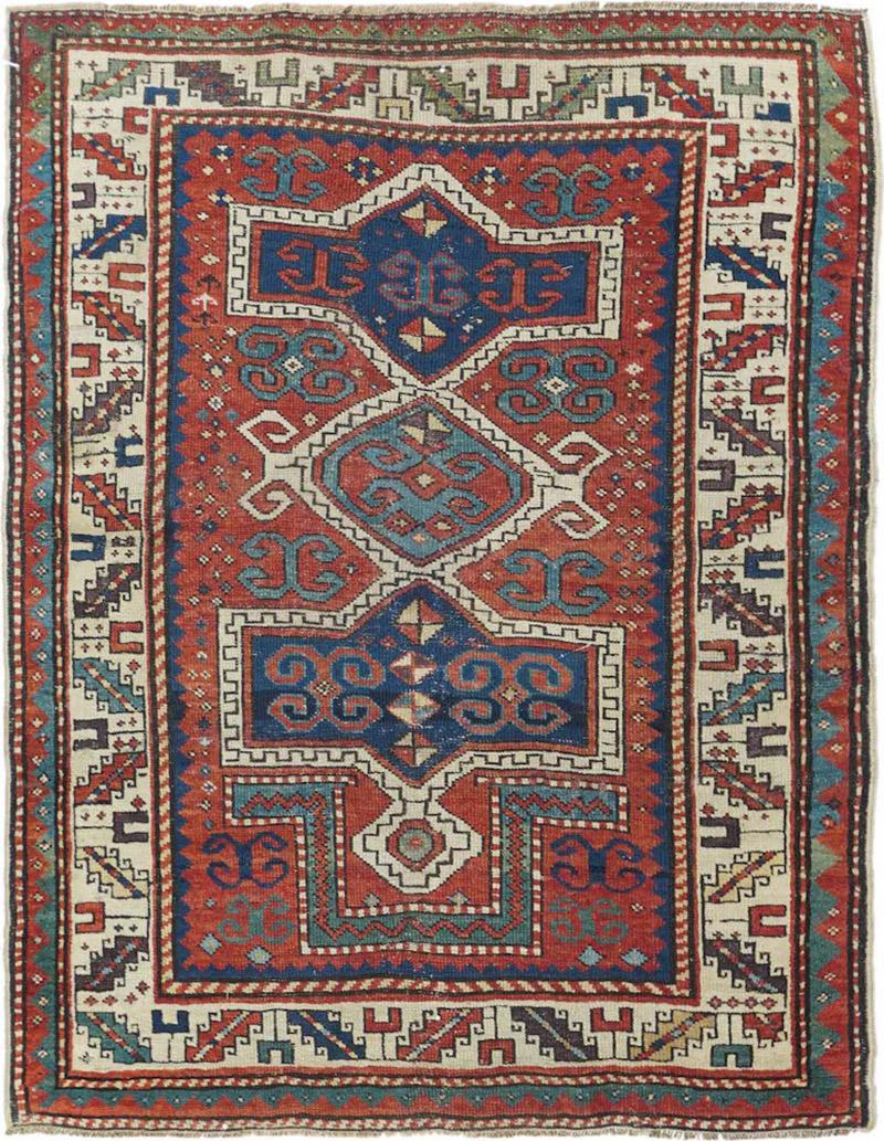 Antique Kazak Rug 3 1 x 3 9 