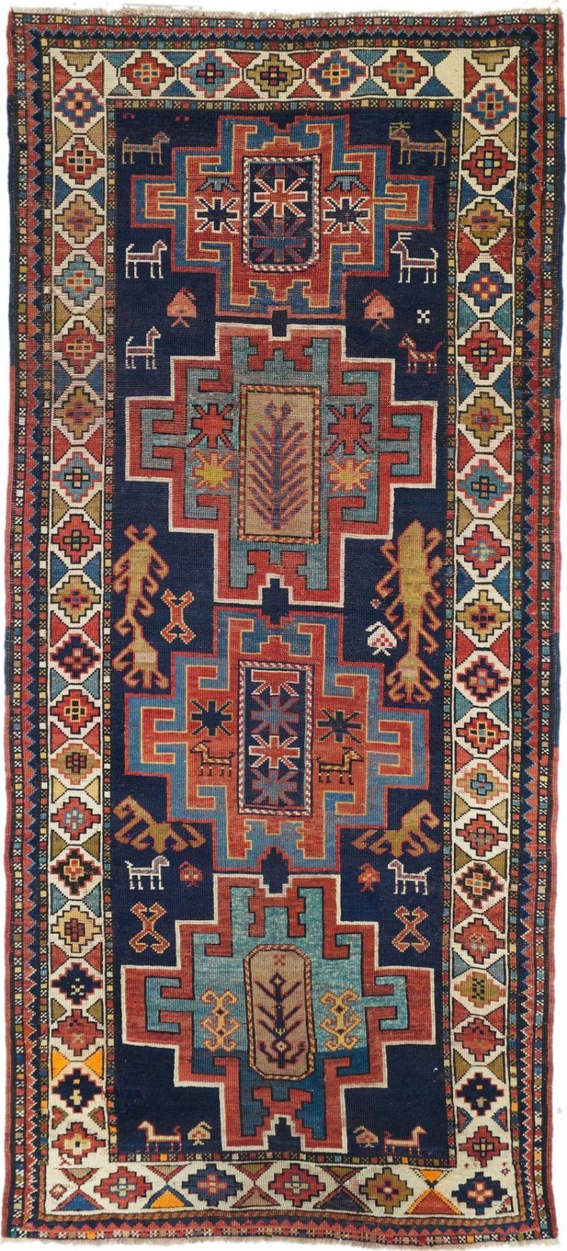 Antique Kazak Rug 3 10 x 9 5 