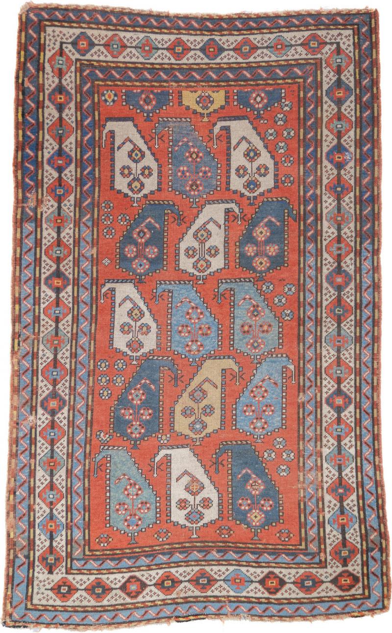 Antique Kazak Rug 3 9 x 6 1 