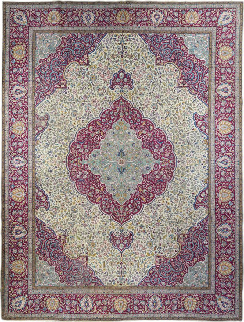 Antique Kerman Rug 9 1 x 12 0 