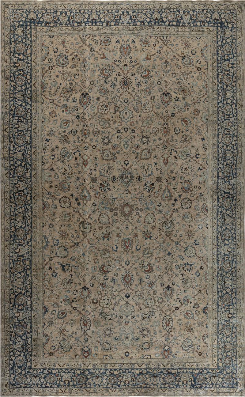 Antique Khorassan Botanic Design Handmade Wool Rug