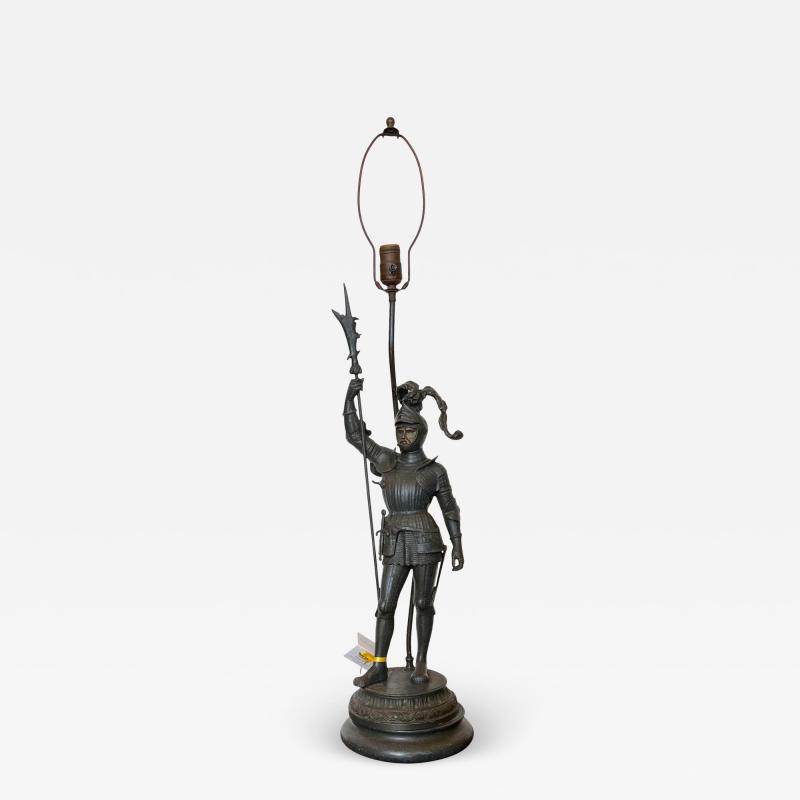 Antique Knight in Armor Figural Table Lamp
