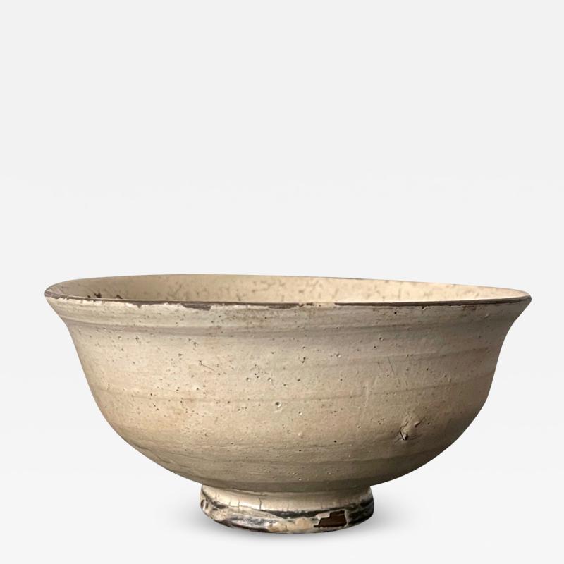 Antique Korean Ceramic Komogai Chawan with Tamagode Glaze