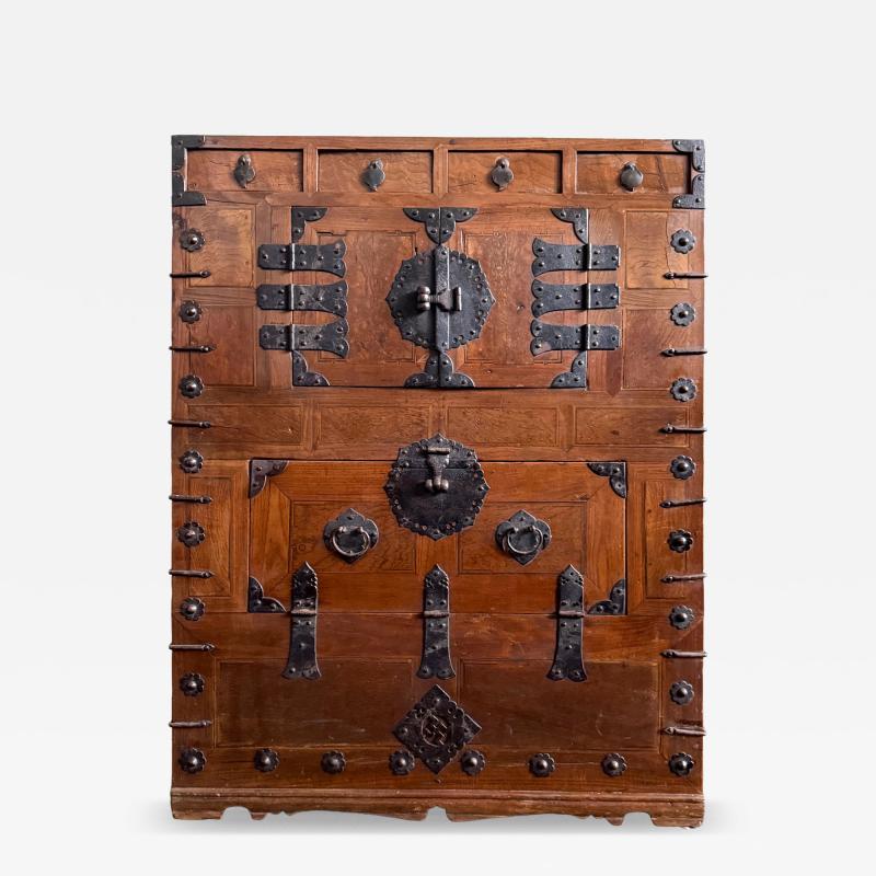 Antique Korean Two Level Wood Chest Jeon Ju Jang