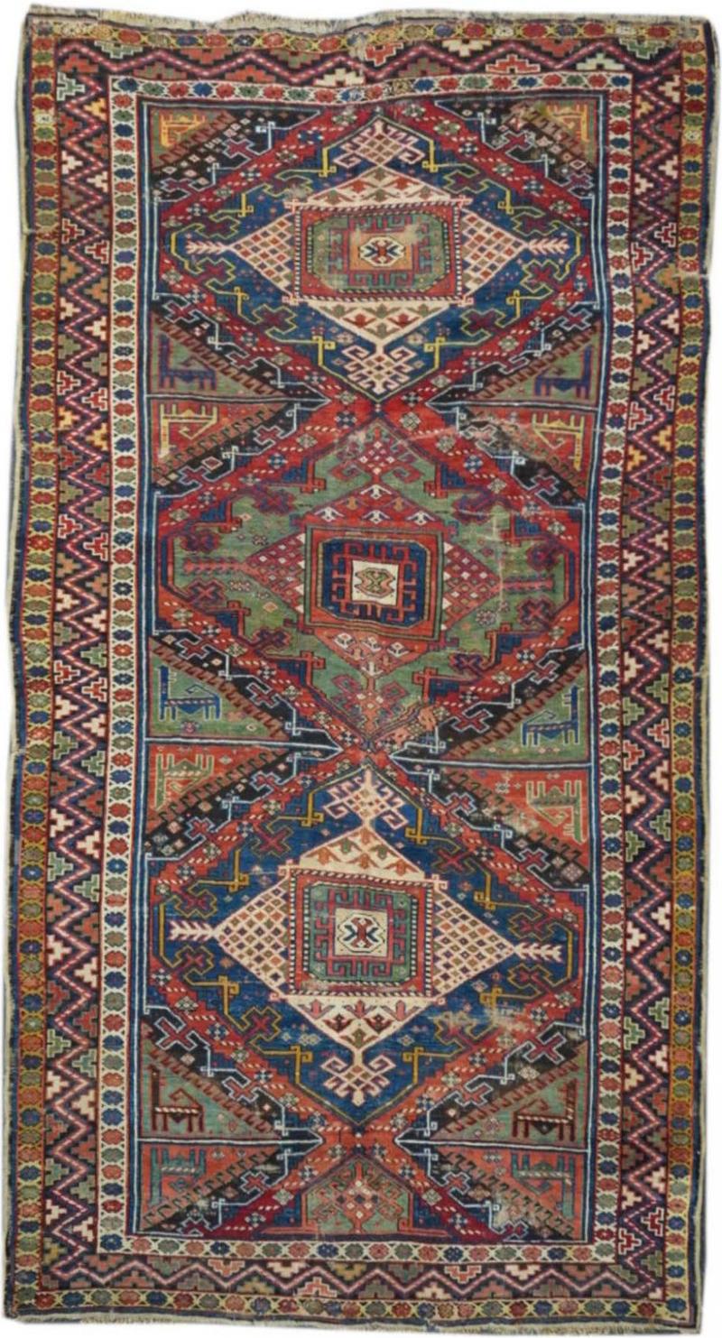 Antique Kurdish Kazak Rug 5 5 x 9 10 