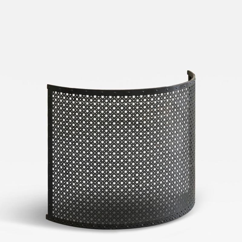 Antique Large Demi Lune Fire Screen in Wrought Iron 19th Century