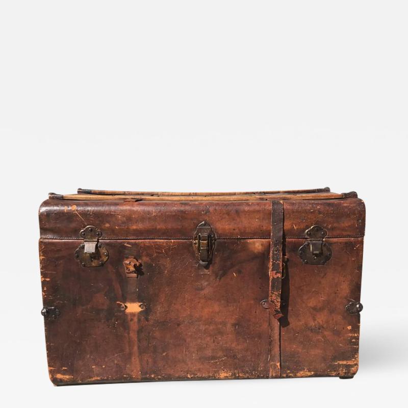 1890s Elegantly Distressed Antique Steamer Travel Trunk Aged