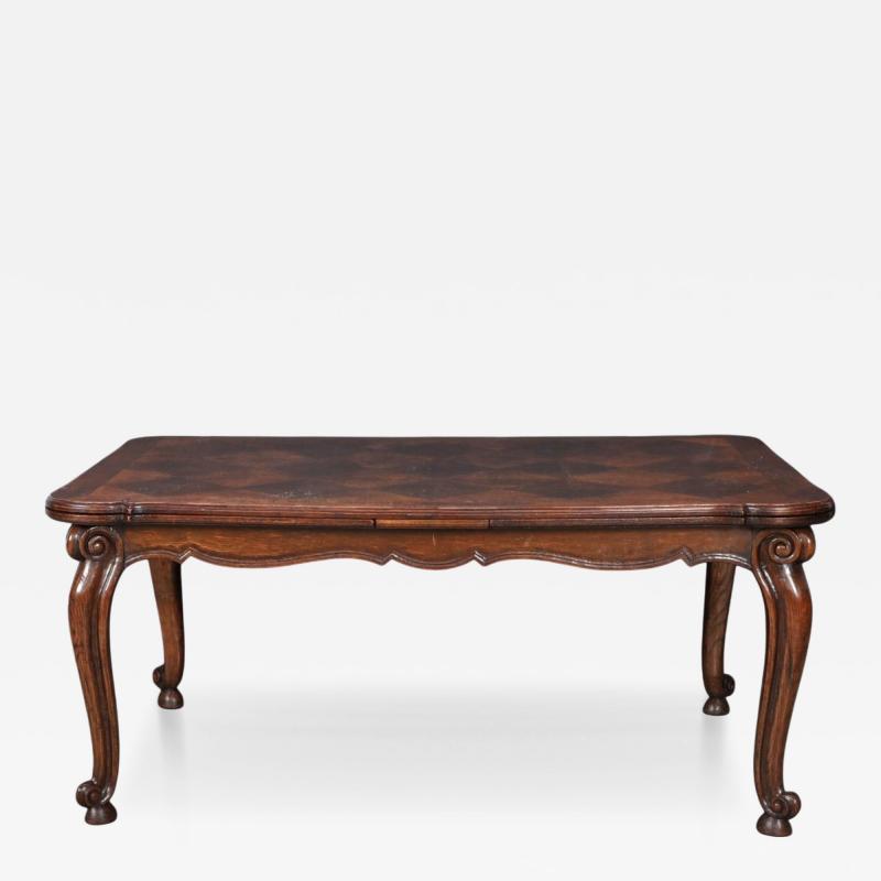 Antique Louis XV French Provincial Style Diamond Parquetry Dining Table